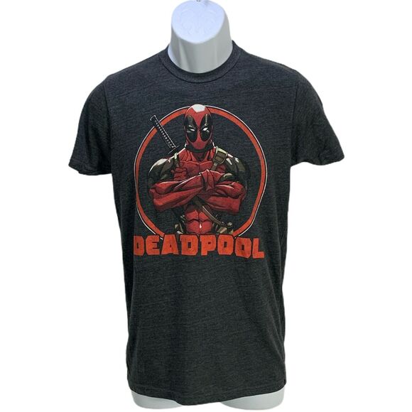 Marvel Mens Deadpool T Shirt Size Small Pullover Charcoal Gray Short Sleeve Tee - Picture 1 of 7